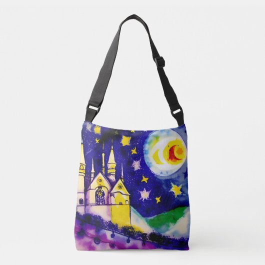 Surreal Village Cross-Body-Tasche Tragetaschen Mit Langen Trägern (Vorderseite)