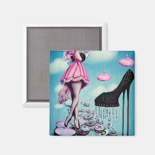 Surreal Vintag Black Stiletto Magnet (Vorderseite/Rückseite)