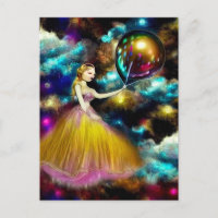 Surreal Vintag Golden Gown Balloon Girl