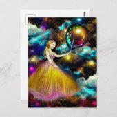 Surreal Vintag Golden Gown Balloon Girl Postkarte (Vorne/Hinten)