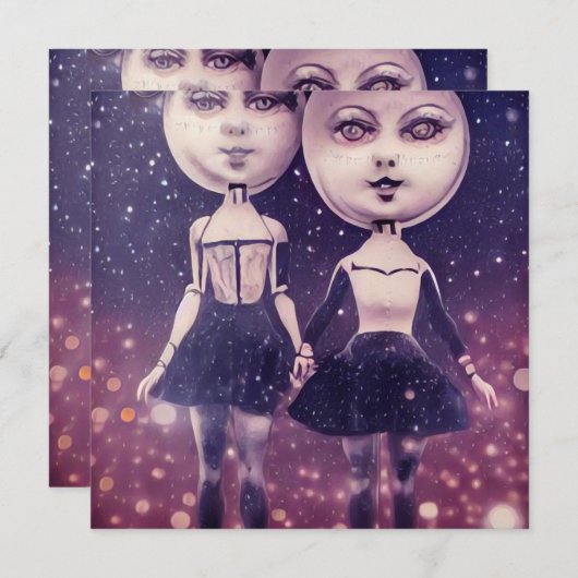 Surreal Vintag Moon Face Dolls (Vorne/Hinten)