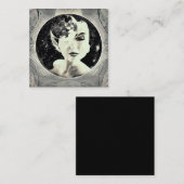 Surreal Vintag Moon Lady Quadratische Visitenkarte (Vorne/Hinten)