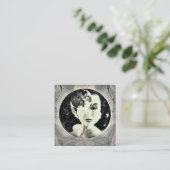 Surreal Vintag Moon Lady Quadratische Visitenkarte (Stehend Vorderseite)
