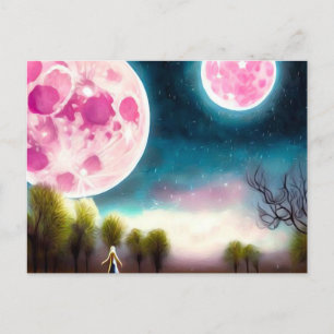 Surreal Vintag Pink Moons Postkarte