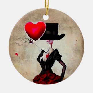 Surreal Vintag Top Hat Lady Keramik Ornament