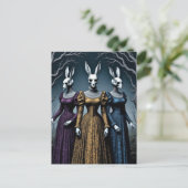 Surreal Vintage Rabbit Skull Head Ladies Postkarte (Stehend Vorderseite)