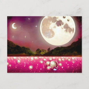 Surreal Vintage Rosa Perlenfeld & Monde Postkarte