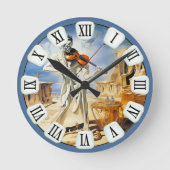 Surreal Violin Musik Kunst Runde Wanduhr (Vorderseite)