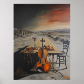 Surreal Violin und Hourglass auf einem abgestuften Poster (Vorne)