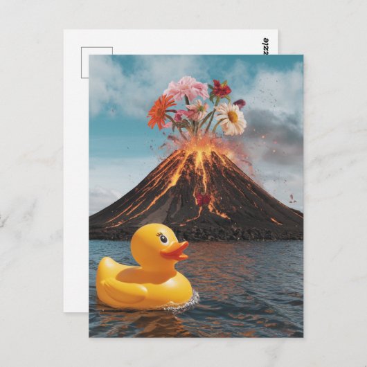 Surreal Vulkan Rubber Duck Postkarte (Vorne/Hinten)