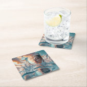 Surreal Water Mirror Portrait — Frauengesicht Rechteckiger Pappuntersetzer (Vor Ort)