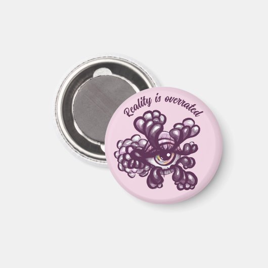 Surreal Weirdcore Eye Artwork in Dreamy Pastel Magnet (Vorderseite/Rückseite)