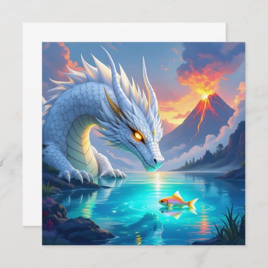 Surreal Weißer Drache und Goldfisch (Vorne/Hinten)