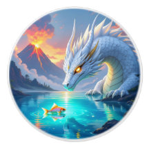 Surreal Weißer Drache und Goldfisch