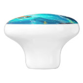 Surreal Weißer Drache und Goldfisch Keramikknauf (Seitenansicht)