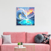 Surreal Weißer Drache und Goldfisch Leinwanddruck (Insitu (Wohnzimmer))