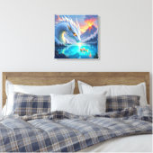 Surreal Weißer Drache und Goldfisch Leinwanddruck (Insitu (Schlafzimmer))