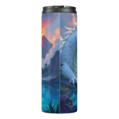 Surreal Weißer Drache und Goldfisch Thermosbecher (Rückseite)