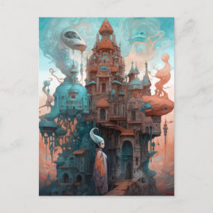Surreal Whimsical Fairytale House Fantasy Art Postkarte