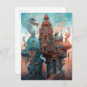 Surreal Whimsical Fairytale House Fantasy Art Postkarte (Vorne/Hinten)