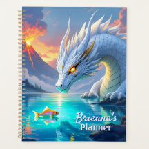 Surreal White Dragon und Goldfisch Personalisiert