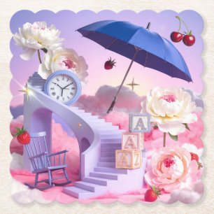 Surreal White Peonies Dreamy Untersetzer Set