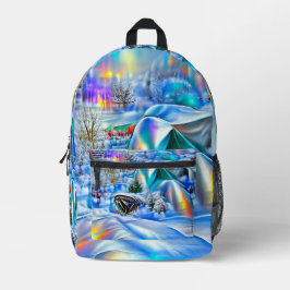 Surreal Winter Wonderland mit eisigen Lichtern Bedruckter Rucksack