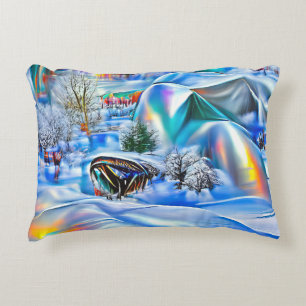 Surreal Winter Wonderland mit eisigen Lichtern Dekokissen