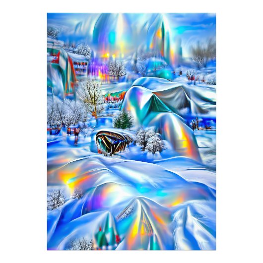 Surreal Winter Wonderland mit eisigen Lichtern Fotodruck (Vorne)