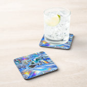 Surreal Winter Wonderland mit eisigen Lichtern Getränkeuntersetzer (Rechte Seite)