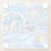 Surreal Winter Wonderland mit eisigen Lichtern Glasuntersetzer (Rückseite)