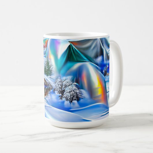 Surreal Winter Wonderland mit eisigen Lichtern Kaffeetasse (VorderseiteRechts)
