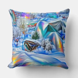 Surreal Winter Wonderland mit eisigen Lichtern Kissen