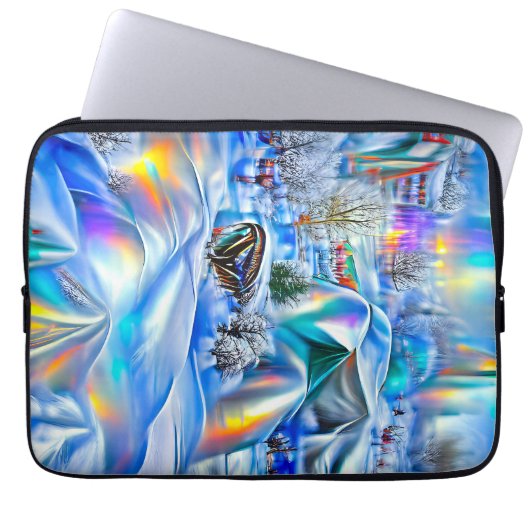 Surreal Winter Wonderland mit eisigen Lichtern Laptopschutzhülle (Vorderseite)