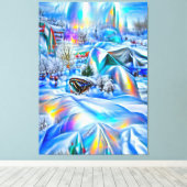 Surreal Winter Wonderland mit eisigen Lichtern Leinwanddruck (Insitu (Holzboden))