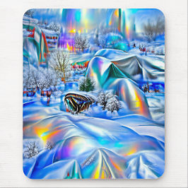 Surreal Winter Wonderland mit eisigen Lichtern Mousepad