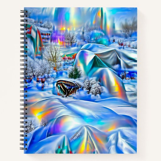 Surreal Winter Wonderland mit eisigen Lichtern Notizblock (Vorderseite)