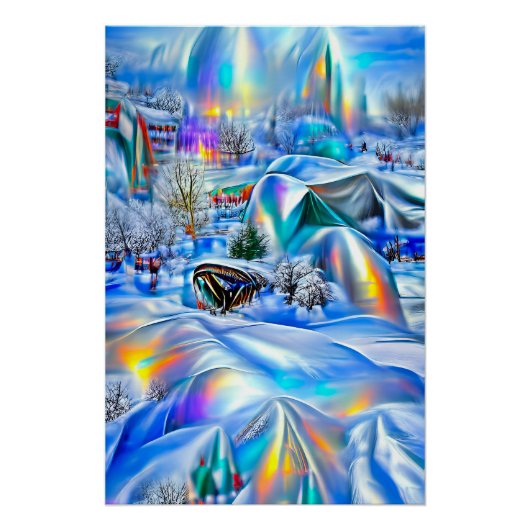 Surreal Winter Wonderland mit eisigen Lichtern Poster (Vorderseite)