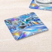 Surreal Winter Wonderland mit eisigen Lichtern Rechteckiger Pappuntersetzer (angewinkelt)