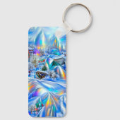 Surreal Winter Wonderland mit eisigen Lichtern Schlüsselanhänger (Rückseite)