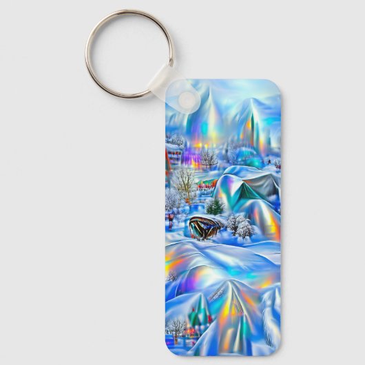 Surreal Winter Wonderland mit eisigen Lichtern Schlüsselanhänger (Vorderseite)