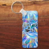 Surreal Winter Wonderland mit eisigen Lichtern Schlüsselanhänger (Vorderseite)