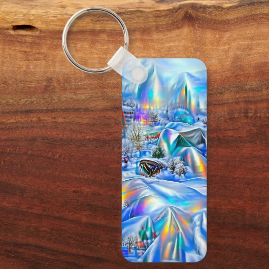 Surreal Winter Wonderland mit eisigen Lichtern Schlüsselanhänger (Vorderseite)