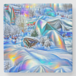 Surreal Winter Wonderland mit eisigen Lichtern Steinuntersetzer