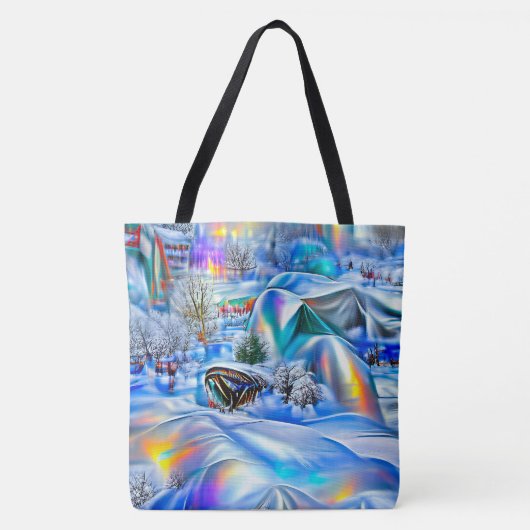 Surreal Winter Wonderland mit eisigen Lichtern Tasche (Vorderseite)