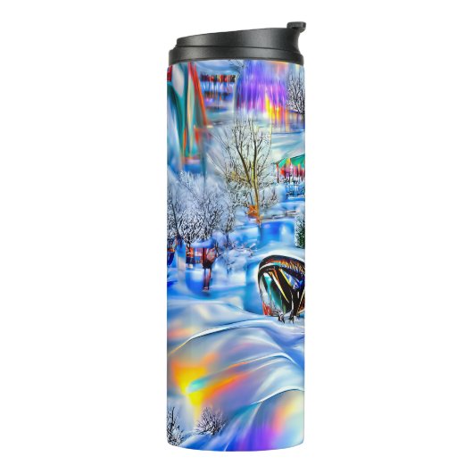 Surreal Winter Wonderland mit eisigen Lichtern Thermosbecher (Nach links gedreht)
