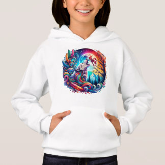 Surreal Wolf Howling am Mond 01 Hoodie