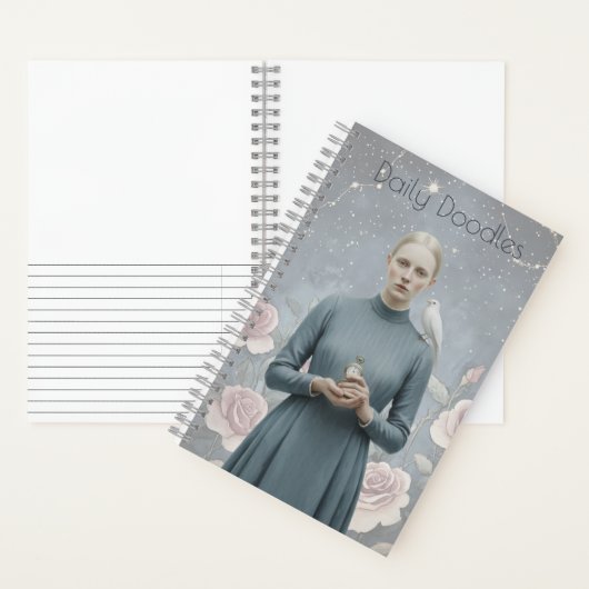 Surreal Woman Celestial Floral Doodle Journal Notizblock (Innen)
