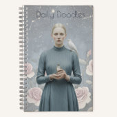 Surreal Woman Celestial Floral Doodle Journal Notizblock (Vorderseite)