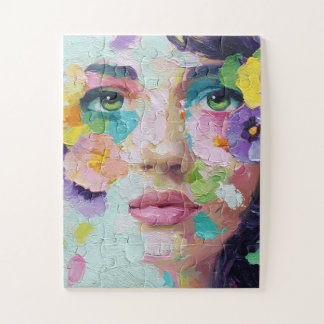 Surreal Woman Floral Eyes Petals Wind Wall Art Puzzle